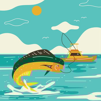 Deep Sea Fishing Illustration Vector