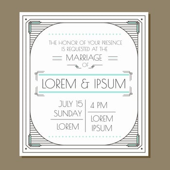 Vintage Glamour Wedding Invitation vector
