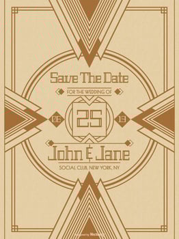 Art Deco Wedding Save The Date Card Vector Template