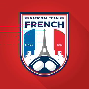 Flat Modern French Soccer Badge World Cup With Red Background Vector Illustration