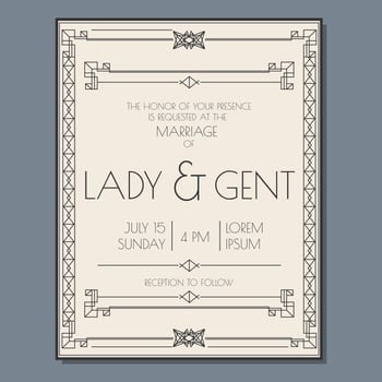 Art Deco Wedding Invitation Vector