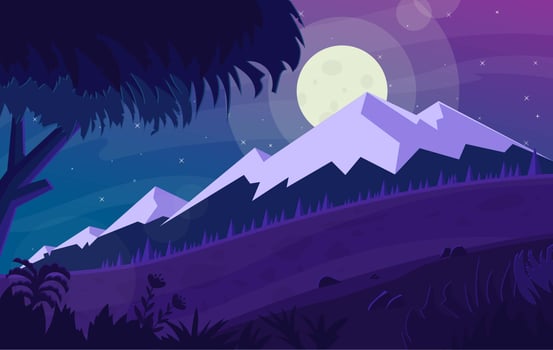 Vector Purple Nigh Landscape Illustration