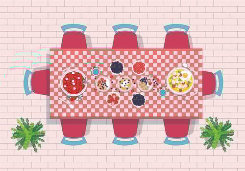 Diverse Dinner Table Vector