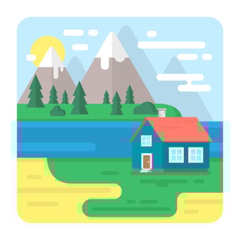 Flat Lake House vector