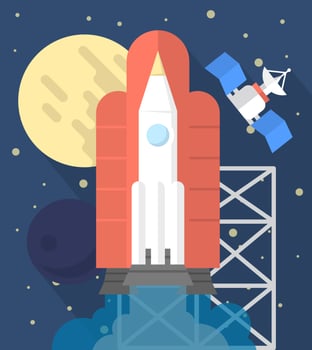 Flat Rocket Launch vector