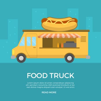 Flat Food Truck Vector Illustration