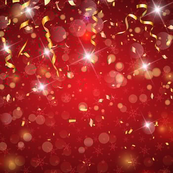 Christmas confetti and streamers background vector