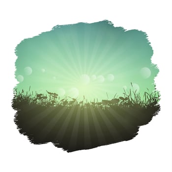 Abstract landscape in painted border vector