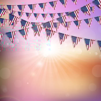 American flag bunting background  vector