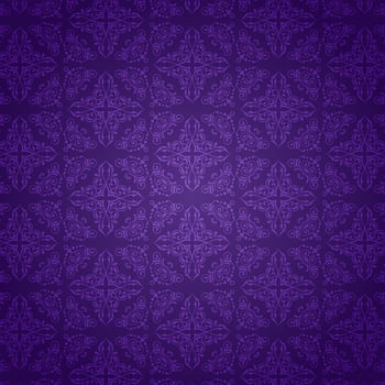 Purple damask pattern background vector