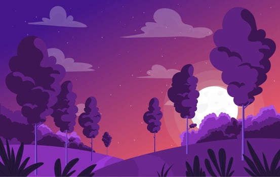 Vector Purple Landscape Illustration