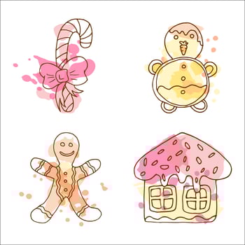 Vector candy illustration. Christmas cookies with cream design.