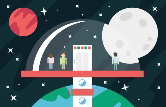 Space Elevator Flat Illustration Vector