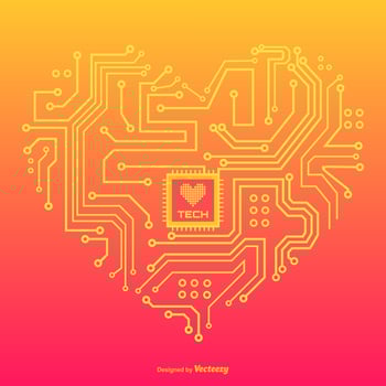 In Love With Technology Vector Concept Design