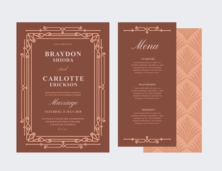 Art Deco Wedding Card vector