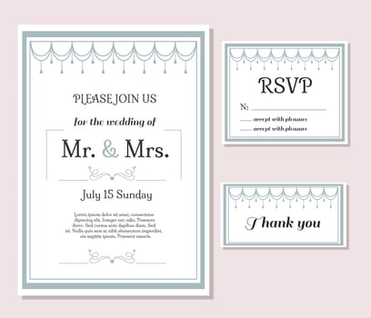 Wedding Cards Set Vector