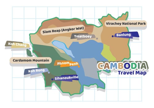Cambodia Travel Map vector