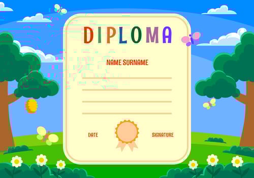 Kindergarten Diploma Certificate Vector