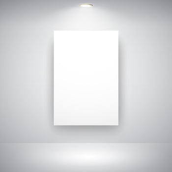 Empty Frame On Wall With Light Bulb vector