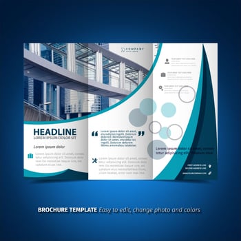 Blue light trifold Brochure vector