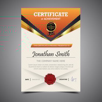 Orange Diploma Template Height vector