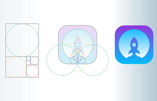 Fibonacci Rocket Logo Golden Ratio Template Illustration vector