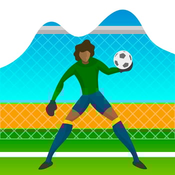 Modern Minimalist Brazil Soccer Goalkeeper Player Catch a ball  with gradient background vector Illustration