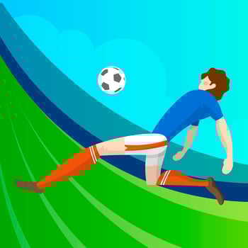 Modern Minimalist France Soccer Player Ready to shooting ball with gradient background vector Illustration