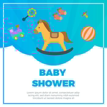 Flat Baby Shower elements with fancy background vector Illustration