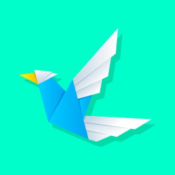 Flying White-Blue Bird Origami Animals Vector