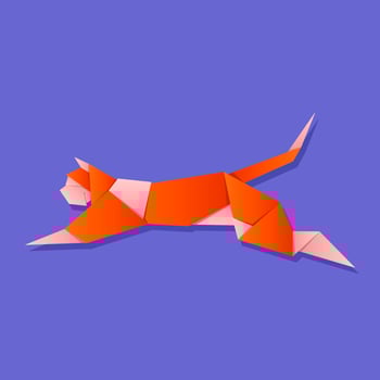 Jumping Cat Origami Animals Vector
