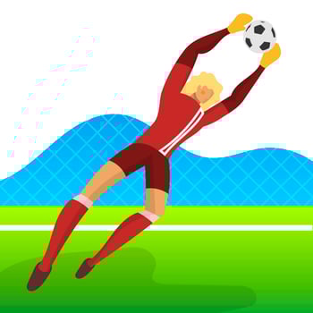 Modern Minimalist Iceland Soccer Player Goalkeeper for World Cup 2018 Catch a ball with gradient background vector Illustration