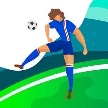 Modern Minimalist Iceland Soccer Player Striker for World Cup 2018 heading a ball with gradient background vector Illustration