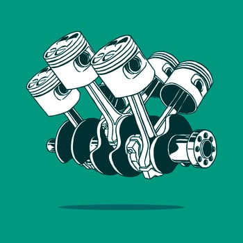 Piston Car Engine Drawing Vector