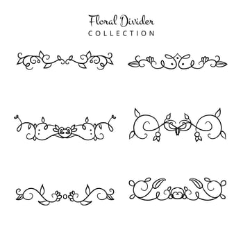 Cute Floral Divider Collection Set vector