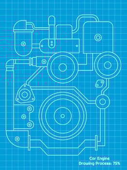 Beautiful Car Engine Drawing Vectors