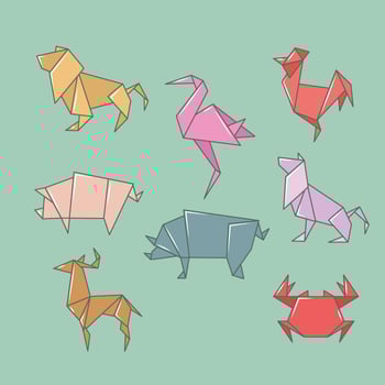 Origami Wild Animals Set vector