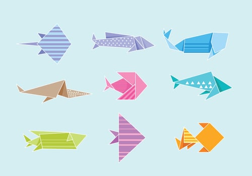 Set of Fish Origami vector