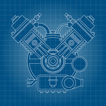 Car Engine Line Drawing Background vector