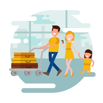 Family Vacation Vector Illustration