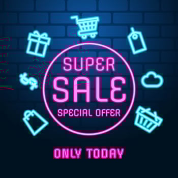 Neon Sale Background Vector