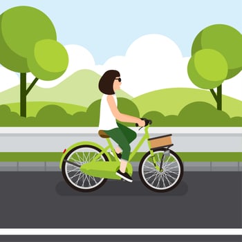 Ride A Bike Woman Vector