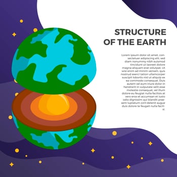 Flat Minimalist 3D Structure of the earth vector background illustration