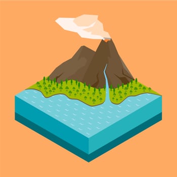Volcano Isometric vector