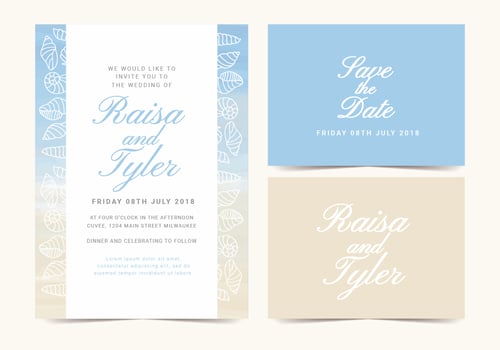 Vector Beach Wedding Invitation