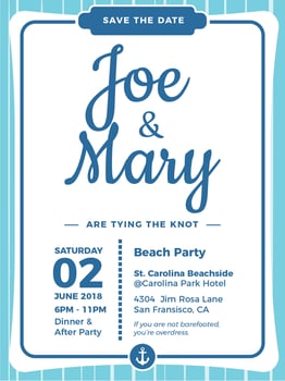 Beach Wedding Invitation vector