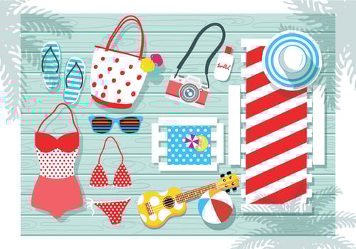 Beach Accessories Knolling Vol. 3 Vector