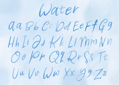 Water Alphabet Handlettering Vector