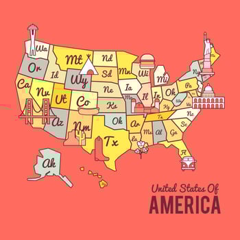 Colorful United States of America Map Vector