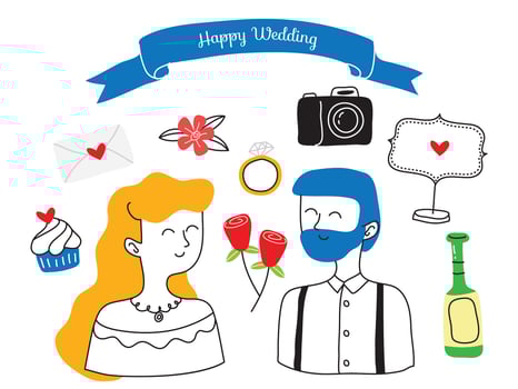 Wedding Doodle Set vector